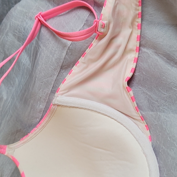 VS VERY SEXY PUSH UP Bright Pink and White VS Stripes With Black Accentbow 34DD - Picture 6 of 10